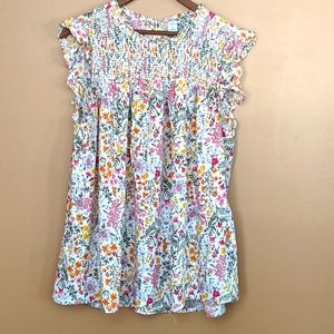Old Navy pastel flowers ruffle top